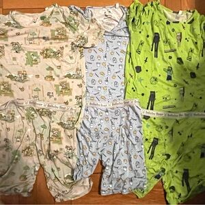 Three pairs of Bellabu Bear short pajamas sets - size 9/10